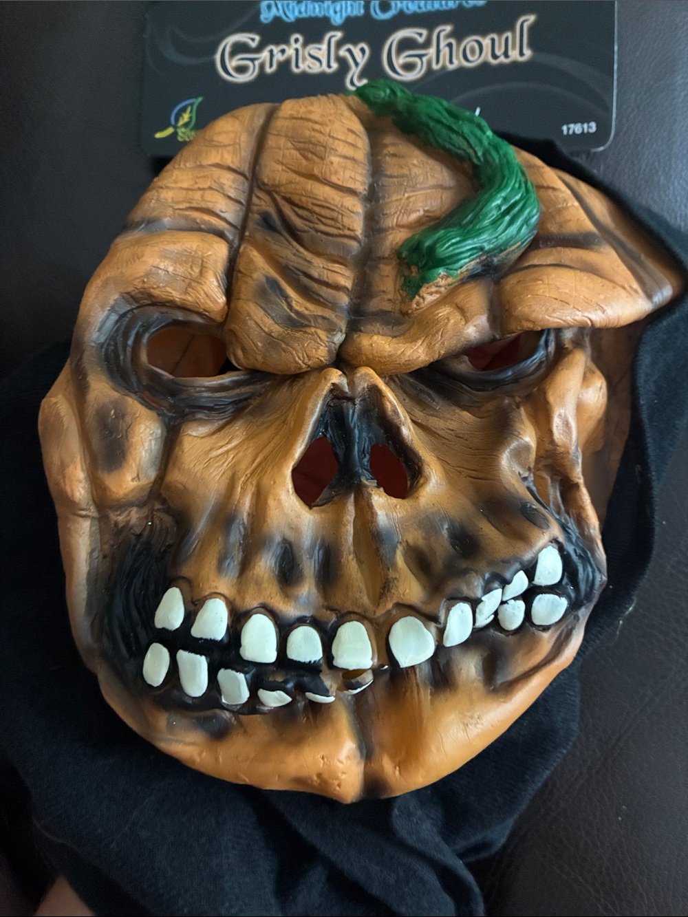 Pumpkin Skull Mask - Orange scary full face Halloween adult